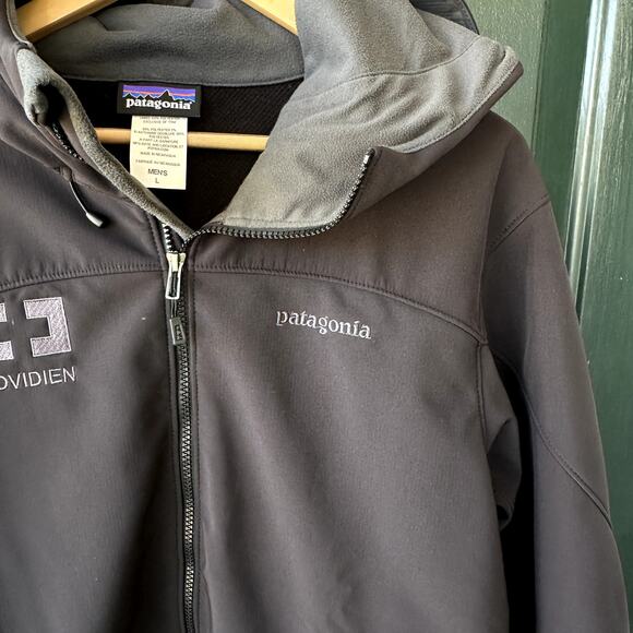Patagonia Adze Hoody Men’s L Black Polartec Softshell Jacket Rare Corporate Logo - Picture 2 of 10